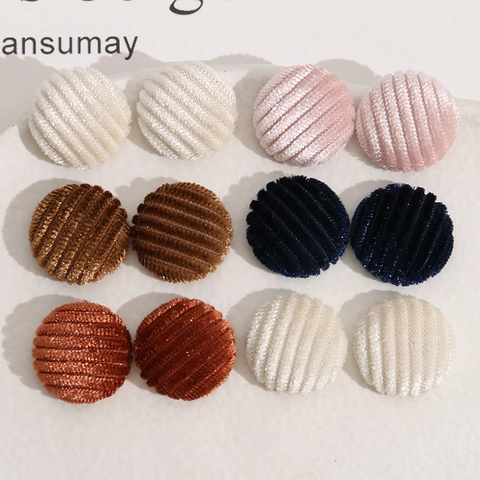 Round Corduroy Fabric Covered Metal Patch Buttons For DIY Jewelry Making Hair Clips Phone Case Decoration Accessories