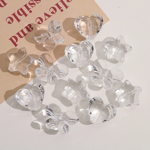Perle in Acrilico Trasparente Sfacettate a Cuore Stella Farfalla Per Creazione di Gioielli Fai-Da-Te Artigianato Orecchini