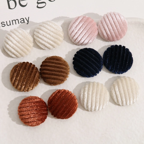 Round Corduroy Fabric Covered Metal Patch Buttons For DIY Jewelry Making Hair Clips Phone Case Decoration Accessories