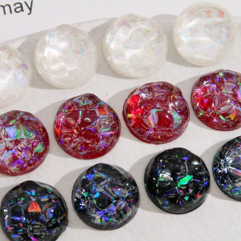 Harz Cabochons Rund Halbkugel Patch Aurora Irisierend Glitzer Flache Rückseite Für DIY Schmuckherstellung Handwerk Ohrring Dekor