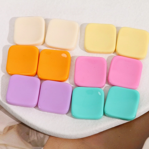 Glanzende Kleurrijke Geometrische Vierkante Hars Patches Minimalistische DIY Sieraden Accessoires Voor Telefoonhoesje Haarclips Oorbellen Knutselbenodigdheden