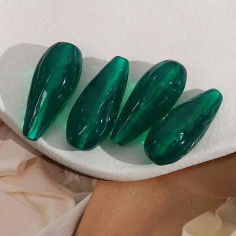 Vintage Emerald Green Resin Geometric Square And Teardrop Earring Charms Hammered Texture DIY Jewelry Making Findings