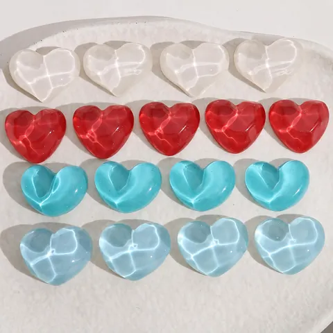 Patch in Resina a Forma di Cuore Design Increspatura dell'Acqua Dolce Traslucido Colorato Accessori per Gioielli DIY per Orecchini Custodia per Telefono Artigianato Fatto a Mano