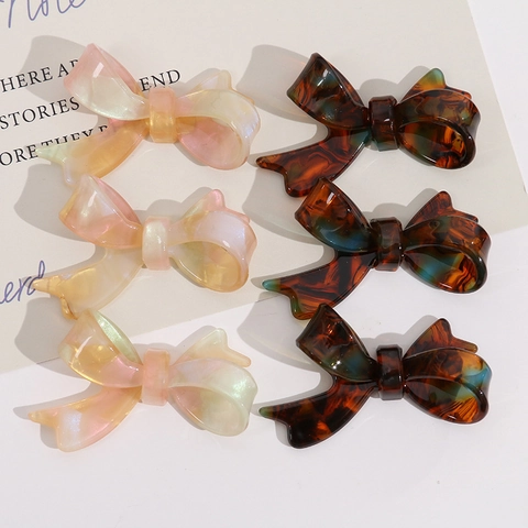 Fermaglio per Capelli Fiocco in Acetato Asimmetrico Lucido Sfumato Colorato Tartarugato Texture Clip Laterale per Donna Ragazza Accessori per Capelli