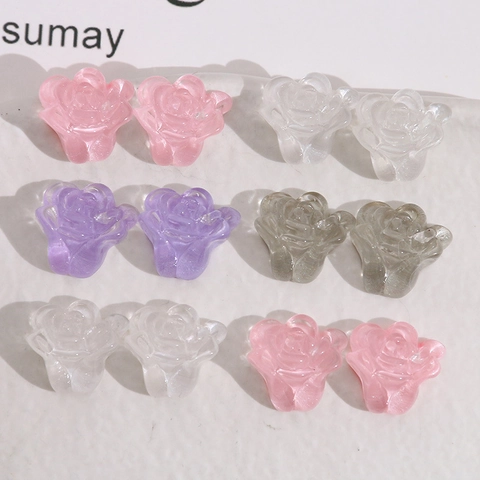 Fiori di Rosa in Resina Semitrasparente Accessori per Gioielli Fai da Te per Orecchini Custodia Telefono Materiali Artigianali Lucidato