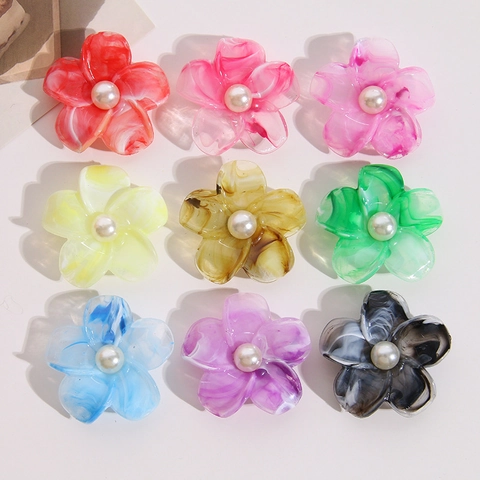 Marmor Textur Blume Acryl Anhänger Mit Künstlicher Perle DIY Schmuck Zubehör Für Ohrringe Haarklammern Basteln