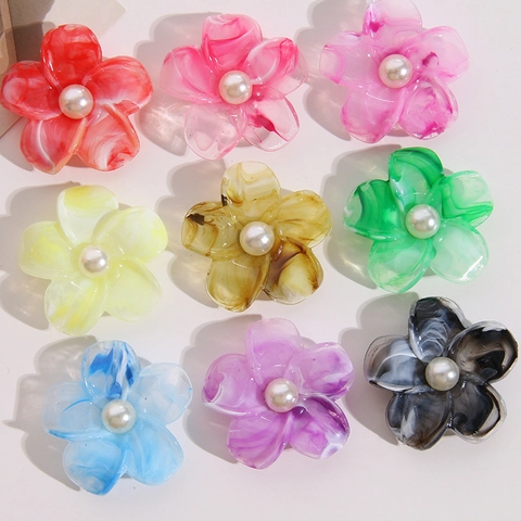 Marmor Textur Blume Acryl Anhänger Mit Künstlicher Perle DIY Schmuck Zubehör Für Ohrringe Haarklammern Basteln