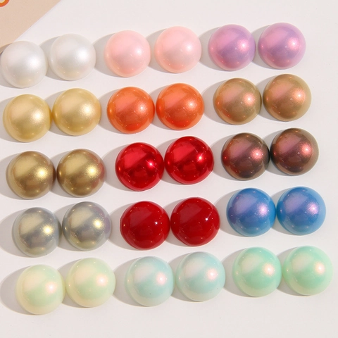 Round Pearlescent Half Sphere Resin Cabochons Flatback Artificial Pearl Beads For DIY Jewelry Making And Crafting Accessories