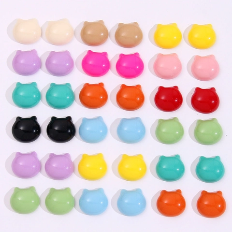 Resin Cat Head Solid Color Patches For DIY Earrings Hair Accessories Phone Case Handmade Jewelry Making Material