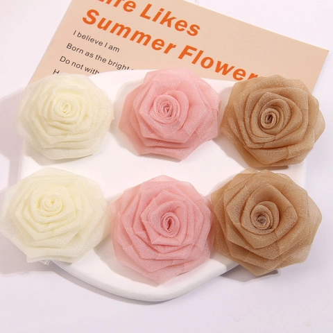 Handgefertigt Netzgewebe Rose Blume DIY Bekleidung Zubehör Für Hut Kopfschmuck Damen Kleidung Dekoration Chiffon Floral Bastelmaterialien