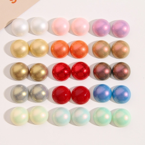 Round Pearlescent Half Sphere Resin Cabochons Flatback Artificial Pearl Beads For DIY Jewelry Making And Crafting Accessories