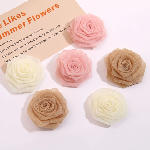 Handgefertigt Netzgewebe Rose Blume DIY Bekleidung Zubehör Für Hut Kopfschmuck Damen Kleidung Dekoration Chiffon Floral Bastelmaterialien