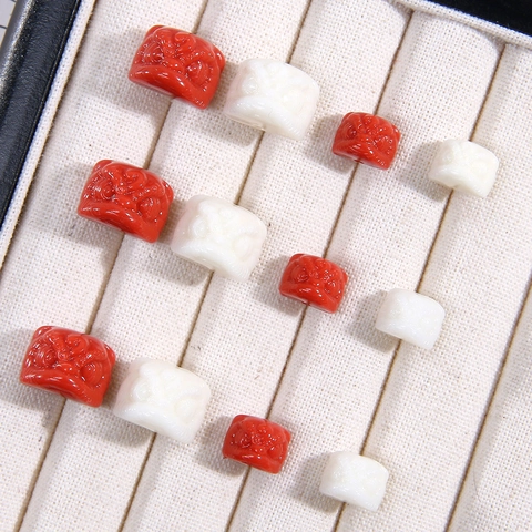 Perline Testa di Leone in Acrilico in Nuovo Stile Cinese per Creazione Gioielli Fai-da-te Bracciale Collana Rosso Bianco