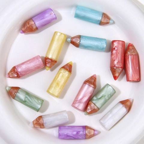 Cute Dreamy Pearlescent Quicksand Texture Resin Pencil Shape Charms For DIY Earring Headwear Phone Case Jewelry Accessory