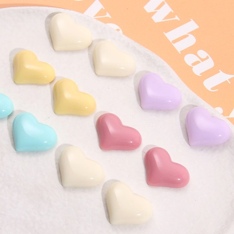Heart-Shaped Resin Cabochons Macaron Color Flatback Heart Accessories For DIY Jewelry Making Phone Case Decor Hair Ornaments