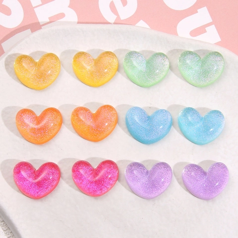 Glitter Resin Heart Shape DIY Jewelry Accessories Sparkle Heart Patch For Hairpin Headwear Handcraft Decoration Charms
