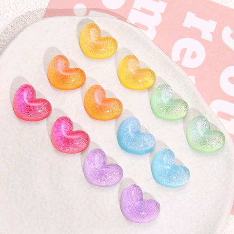 Glitter Resin Heart Shape DIY Jewelry Accessories Sparkle Heart Patch For Hairpin Headwear Handcraft Decoration Charms