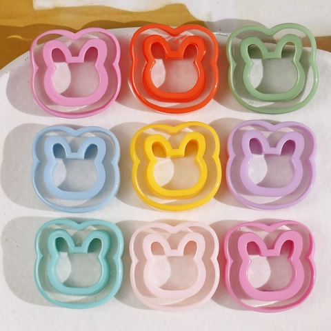 Resin Cartoon Rabbit Star Square DIY Jewelry Making Accessories Multicolored Hollow Out Resin Charms For Earring Hairpin