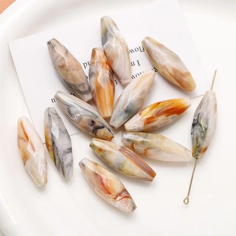 Marble Texture Oval Acrylic Beads For DIY Jewelry Making Smudge Pattern Handmade Pendants Earrings Bracelet Supplies Women Accessory