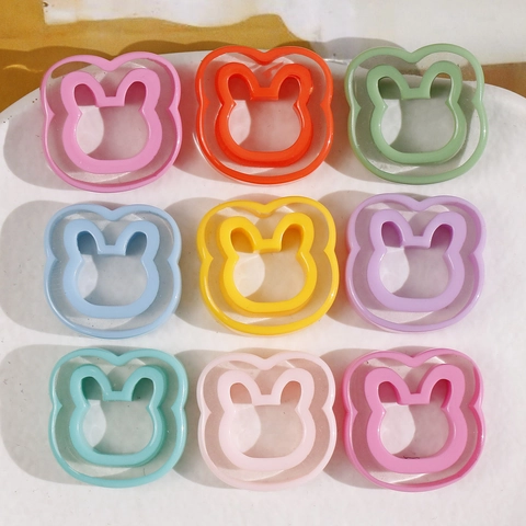 Resin Cartoon Rabbit Star Square DIY Jewelry Making Accessories Multicolored Hollow Out Resin Charms For Earring Hairpin