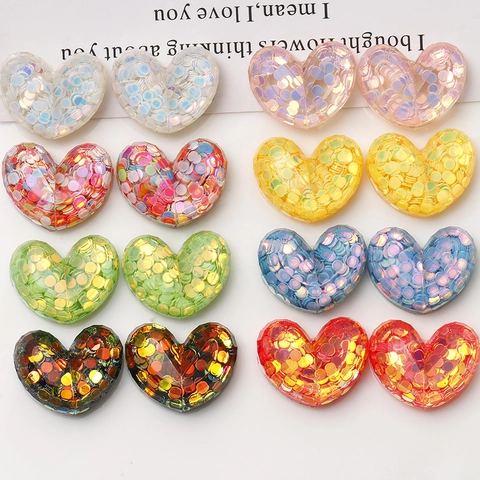 Süße Dopamin Bunte Glitzer Pailletten Herz Harz Patches Für DIY Schmuckherstellung Haarspangen Handyhülle Dekoration Zubehör