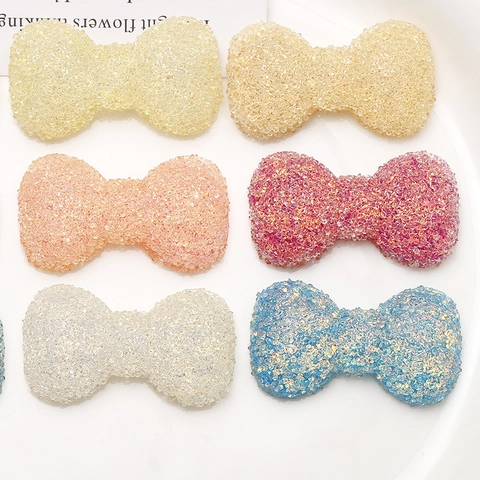 Bowknot Resin Iridescent Sequin DIY Jewelry Findings Accessories For Hair Clip Phone Case Decoration Resin Patch