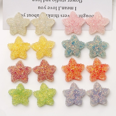 Candy Color Sternförmige Harzaufkleber Mit Zuckertextur Pailletten Stern Charms Für DIY Schmuckherstellung Haarklammer Handyhülle