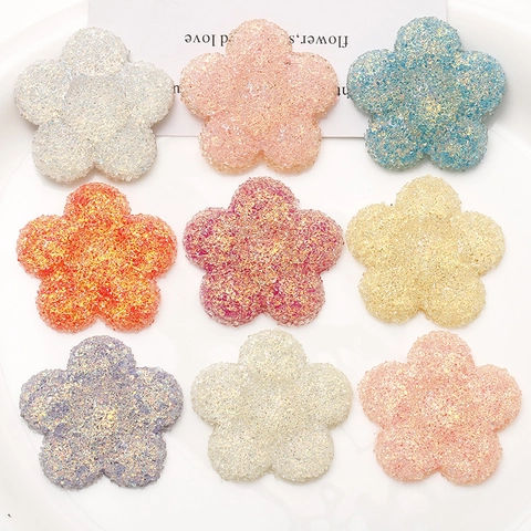 Irisierend Paillette Harz Blume Aufnäher DIY Handarbeit Schmuckzubehör Süß Farbverlauf Fünf Blütelblätter Blume Deko Damen