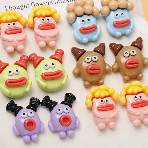 Funny Cartoon Monster Resin Cabochon Flatback Patch Cute Sausage Big Mouth Charms For DIY Jewelry Making Hair Clip Decor