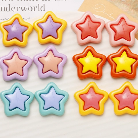 Resin Double Layer Star Pendants Multicolor DIY Star Charms For Earring Phone Case Decoration Jewelry Making Accessories For Women