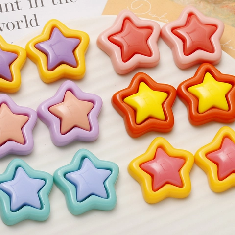 Resin Double Layer Star Pendants Multicolor DIY Star Charms For Earring Phone Case Decoration Jewelry Making Accessories For Women