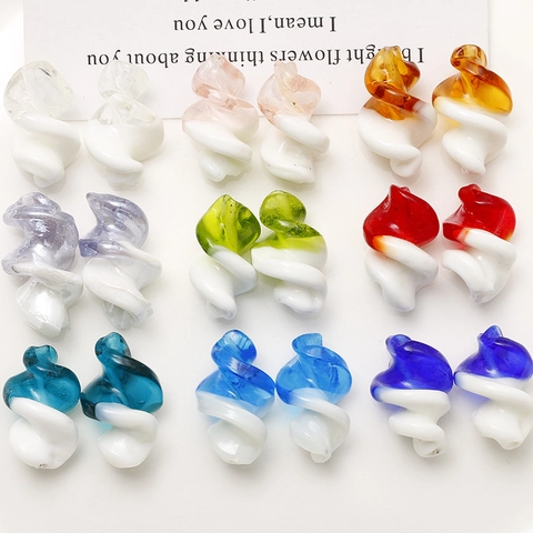 Bicolored Lampwork Glass Spiral Beads For DIY Jewelry Making Findings Twisted Pendants For Earrings Necklace Handcraft