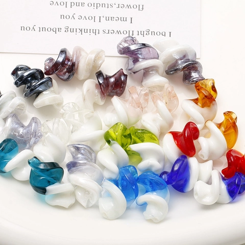 Bicolored Lampwork Glass Spiral Beads For DIY Jewelry Making Findings Twisted Pendants For Earrings Necklace Handcraft