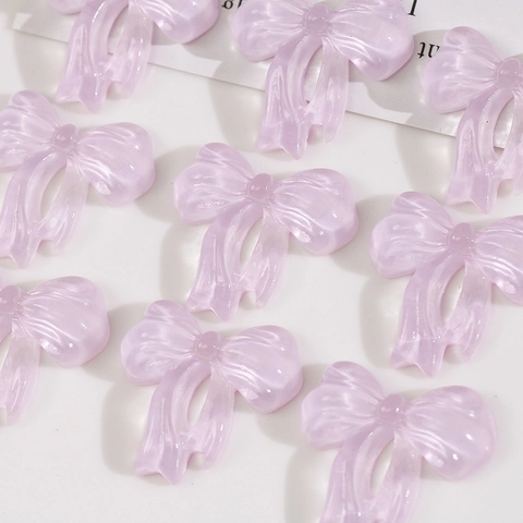 Harz Hellviolett Schleife Flatback Cabochons Halbdurchsichtig DIY Schmuckzubehör Für Ohrringe Haarklammern Handyhüllen Dekor