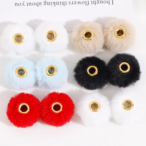 20mm Ronde Pluche Kralen Voor DIY Sieraden Maken Zachte Pluizige Namaakbont Pompon Kralen Voor Oorbellen Haaraccessoires Hoofddeksels