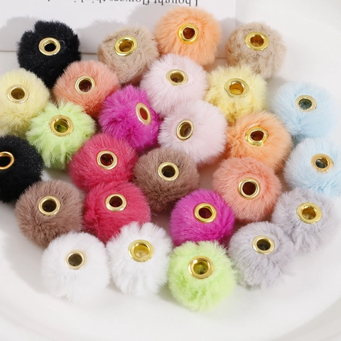 20mm Ronde Pluche Kralen Voor DIY Sieraden Maken Zachte Pluizige Namaakbont Pompon Kralen Voor Oorbellen Haaraccessoires Hoofddeksels