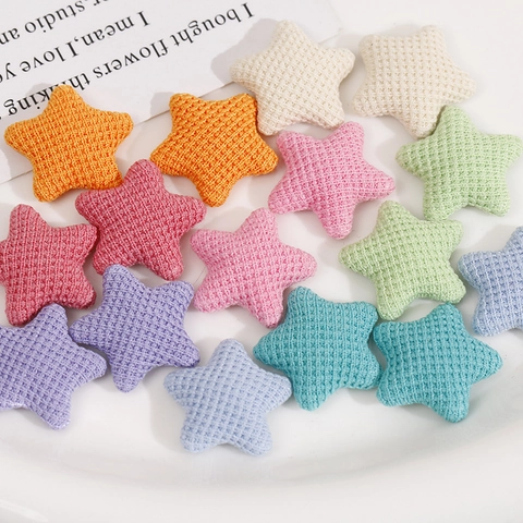 Macaron Kleur Stervorm Breisel Applique Voor DIY Sieraden Haaraccessoires Kleding Patches Schattige Wafelpatroon Decor