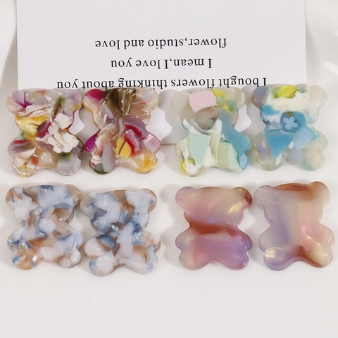 Acetat Marmorierte Verlauf Bär Charms Für DIY Handyhülle Haarnadel Schmuckherstellung Zubehör Süße Tier Bär Patches