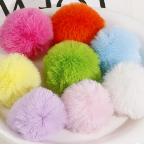 Pompones de Felpa Suaves de 55mm Coloridos Grandes Accesorios de Joyería DIY para Pinza de Pelo Llavero Decoración Hecha a Mano