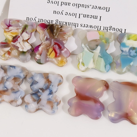 Acetat Marmorierte Verlauf Bär Charms Für DIY Handyhülle Haarnadel Schmuckherstellung Zubehör Süße Tier Bär Patches