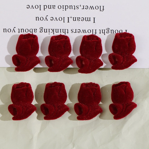 Parche de Resina de Flor de Tulipán Rojo Vino Flocado de Doble Cara Accesorios de Joyería DIY para Pendientes Clip de Pelo
