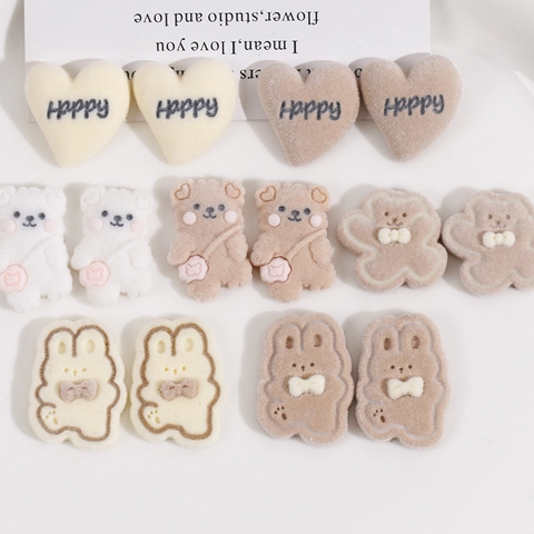 Süße Beflockte Cartoon Bär Hase Herz Harz DIY Zubehör Für Haarklammern Taschen Handyhüllen Dekoration Handgemachte Schmuck Flicken