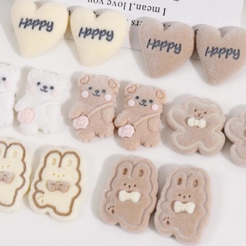 Süße Beflockte Cartoon Bär Hase Herz Harz DIY Zubehör Für Haarklammern Taschen Handyhüllen Dekoration Handgemachte Schmuck Flicken