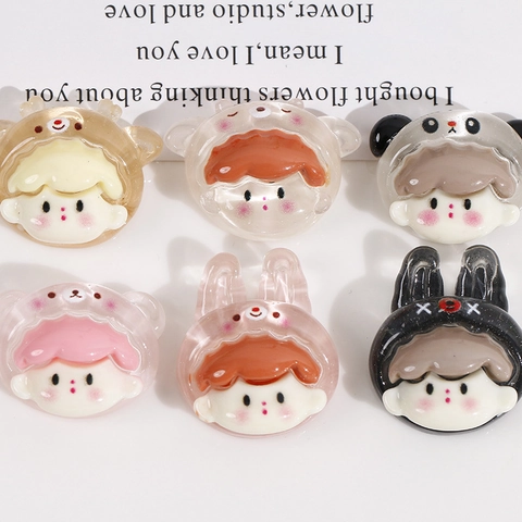 Niedliche Cartoon Mädchen Harz Cabochons Flatback Bär Hase Hirsch Tiere DIY Handwerk Zubehör Für Haarklammern Handyhüllen Dekoration