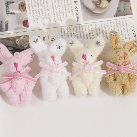 Mignons Breloques Lapin en Peluche DIY Avec Nœud Et Étoile Pendentifs Lapinou en Tissu Doux pour Porte-Clés Décoration de Sac Accessoire de Bijouterie