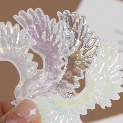 Large Angel Wing Iridescent Acrylic Patches Glitter Gradient DIY Accessories For Hairpins Phone Cases Jewelry Making