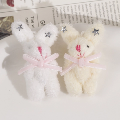 Mignons Breloques Lapin en Peluche DIY Avec Nœud Et Étoile Pendentifs Lapinou en Tissu Doux pour Porte-Clés Décoration de Sac Accessoire de Bijouterie