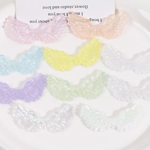 Large Angel Wing Iridescent Acrylic Patches Glitter Gradient DIY Accessories For Hairpins Phone Cases Jewelry Making