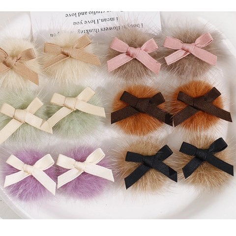 Accessoires de Bijoux DIY en Nœud Papillon de Coton Couleur Unie Fait à la Main pour Boucles d'Oreilles Pinces à Cheveux Décoration