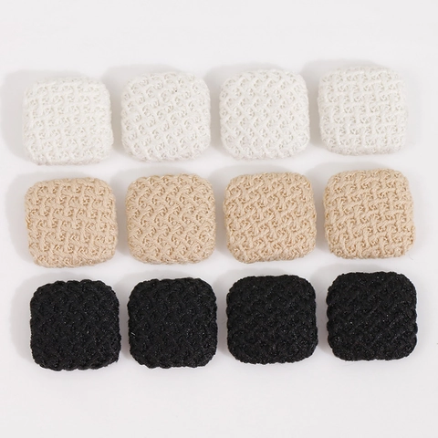 Square Plaid Stripe Fabric Buttons With Metal Base For DIY Jewelry Making Autumn Winter Style Cloth Earring Hair Clip Accessories